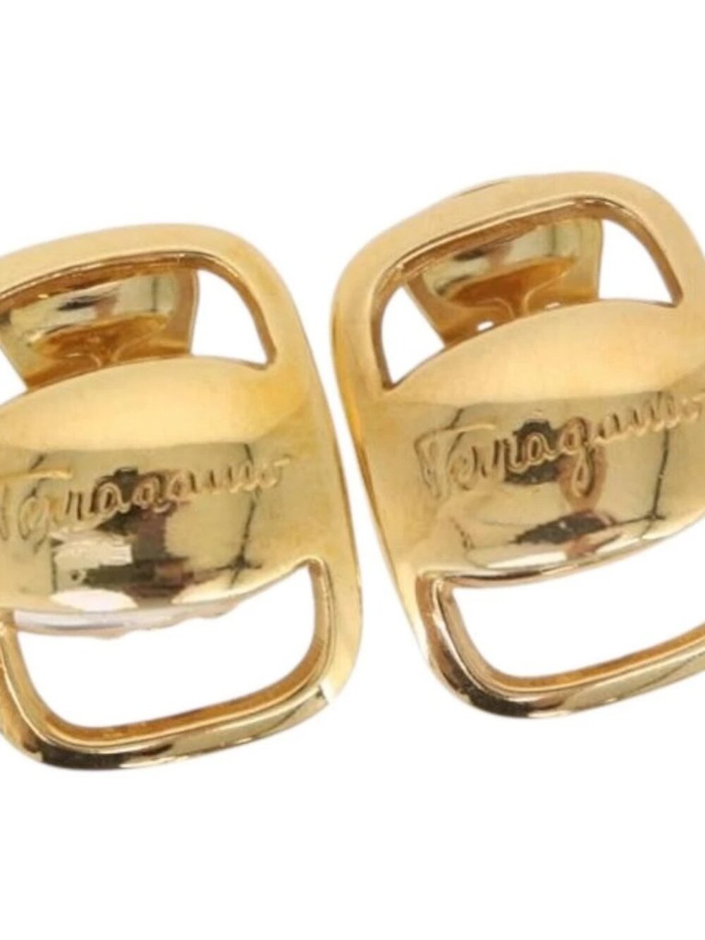 Salvatore Ferragamo Vala Earring Metal Gold Auth am11968V